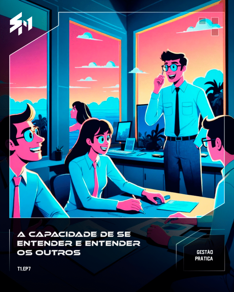 T01.EP7 - Gestão Prática. Imagem de um líder a reagir mal a um erro da equipa.