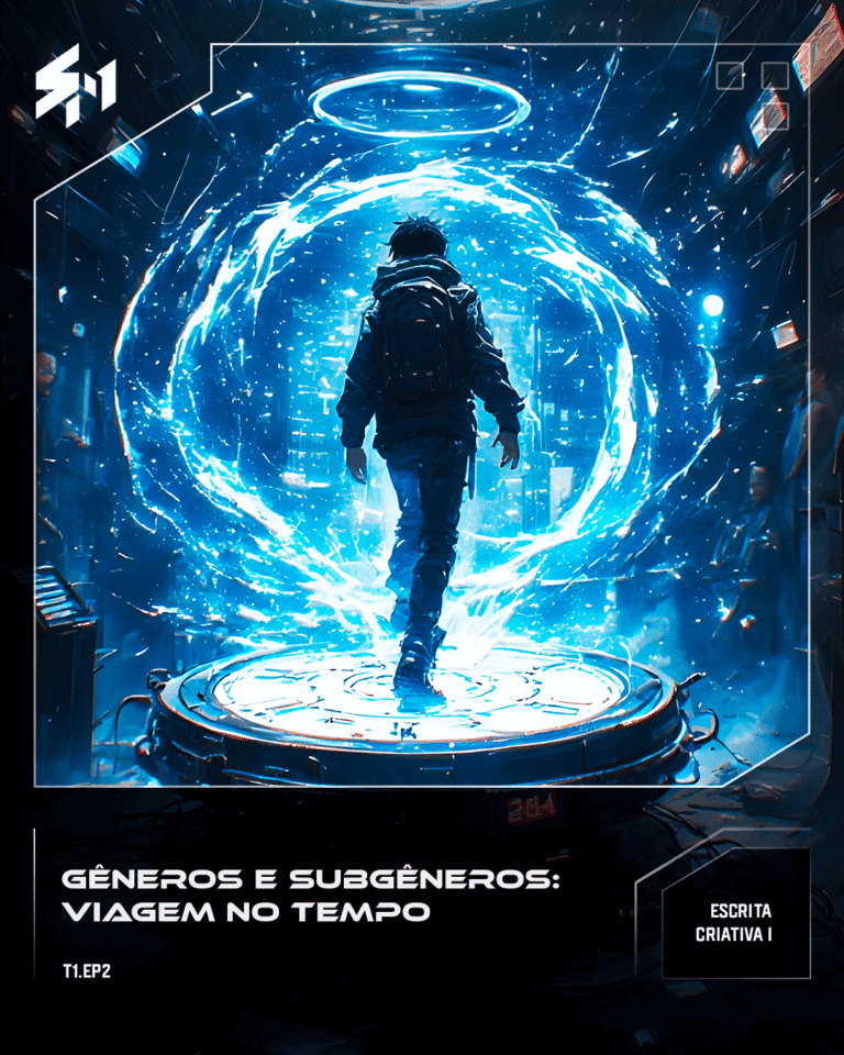 Uma pessoa a entrar numa máquina do tempo